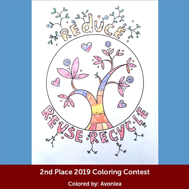 recycling coloring page and activities 2nd place